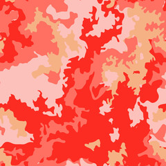 Fototapeta na wymiar Camouflage pattern background seamless vector illustration. Living coral color camo pattern
