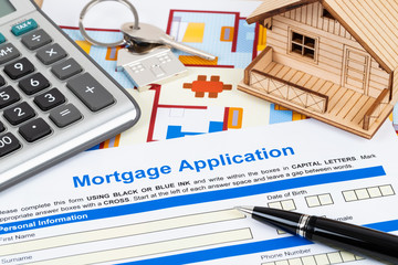Mortgage application form, financial concept
