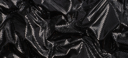 Gray black metalic silver polka dot fabric texture background