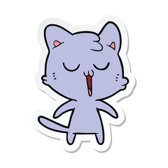 sticker of a cartoon cat singing