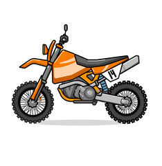 Obraz premium Motocross bike for extreme trips through the mountains, design on a white background.
