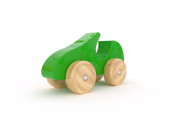 3d rendering isolate toy wooden car model simple shape