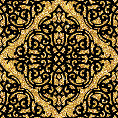 Seamless vector pattern. Traditional asian ornamental motive. Seamless background from a floral oriental golden ornament, fashionable modern wallpaper or textile. Elegant luxury tiled design.