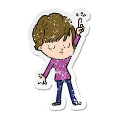 distressed sticker of a cartoon woman
