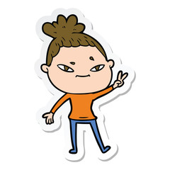 sticker of a cartoon woman