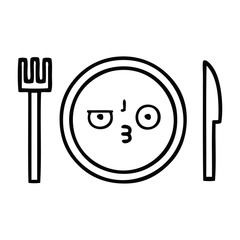 line drawing cartoon dinner plate
