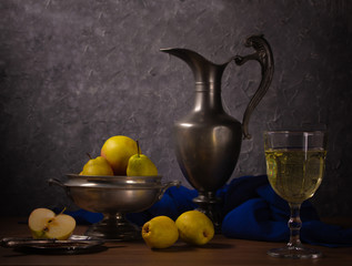 Traditional still life with an jug, wine and pears © Galina Semenko