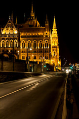 Fototapeta na wymiar Night view of the illuminated building of the hungarian parliament in budapest