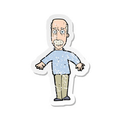 retro distressed sticker of a cartoon annoyed old man