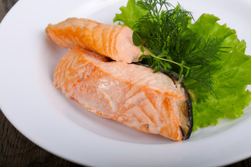 Steamed salmon