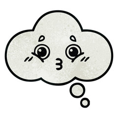 retro grunge texture cartoon thought bubble