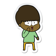 sticker of a cartoon happy boy