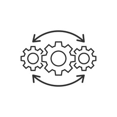 Operation project icon in flat style. Gear process vector illustration on white isolated background. Technology produce business concept.