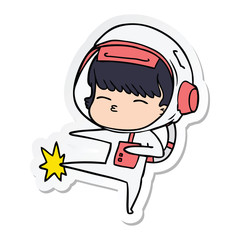 sticker of a cartoon curious astronaut
