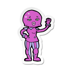 sticker of a cartoon female astronaut