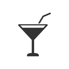 Alcohol cocktail icon in flat style. Drink glass vector illustration on white isolated background. Martini liquid business concept.