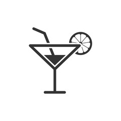 Alcohol cocktail icon in flat style. Drink glass vector illustration on white isolated background. Martini liquid business concept.