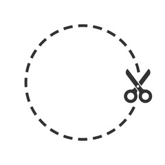 Coupon cut lines icon in flat style. Scissors snip vector illustration on white isolated background. Sale sticker business concept.