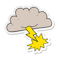 sticker of a cartoon storm cloud