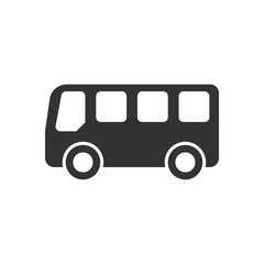 School bus icon in flat style. Autobus vector illustration on white isolated background. Coach transport business concept.