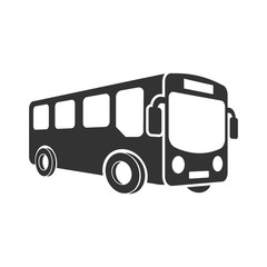 School bus icon in flat style. Autobus vector illustration on white isolated background. Coach transport business concept. © Lysenko.A