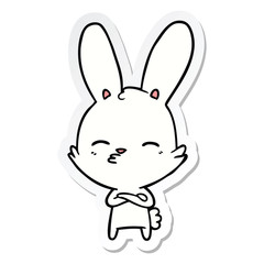 sticker of a curious bunny cartoon