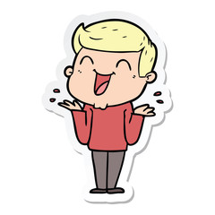 sticker of a cartoon man laughing
