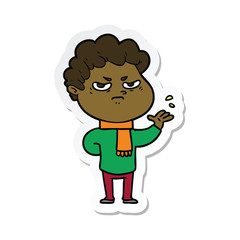 sticker of a cartoon angry man