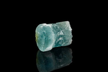 macro mineral stone aquamarine on a black background