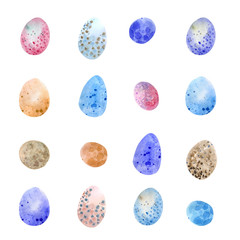 Set of decorative hand drawn Easter doodle elements for design. kit with watercolor texture