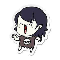 sticker of a cute cartoon happy vampire girl