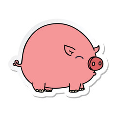 sticker of a quirky hand drawn cartoon pig