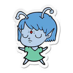Fototapeta premium sticker of a cartoon alien girl