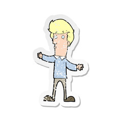 retro distressed sticker of a cartoon startled man