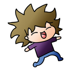 gradient cartoon of cute kawaii girl