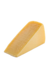 Triangle piece of parmesan cheese isolated on white