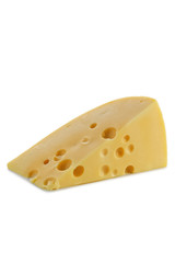 Triangle piece of gouda cheese isolated on white