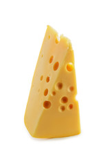 Triangle piece of gouda cheese isolated on white