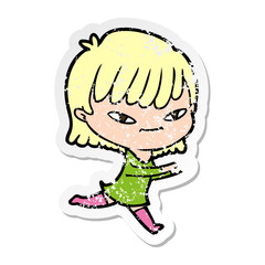 distressed sticker of a cartoon woman