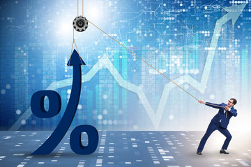 Businessman increasing interest rate in market