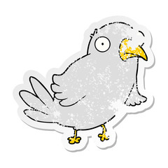 distressed sticker of a cartoon bird