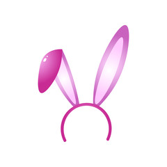 Pink mask with long bunny ears isolated on white background