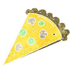 quirky retro illustration style cartoon slice of pizza