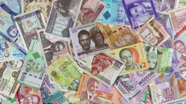 Africa currency banknotes rotating. African money. 4K stock video footage
