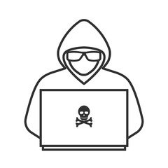 Icon of a hacker with a laptop