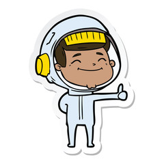 Fototapeta premium sticker of a happy cartoon astronaut