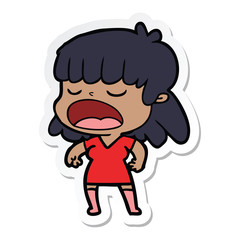 sticker of a cartoon woman talking loudly
