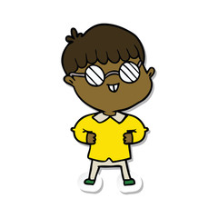 Fototapeta premium sticker of a cartoon boy wearing spectacles