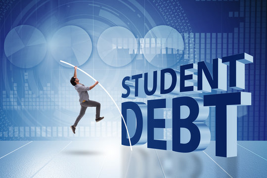 Young student in loan and debt concept