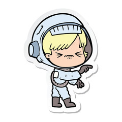 sticker of a cartoon astronaut woman